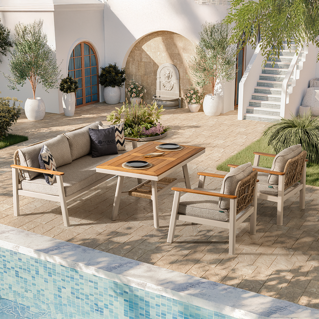 Ecolux ONYX 3-1-1 Alüminyum Bahçe Balkon Oturma Grubu