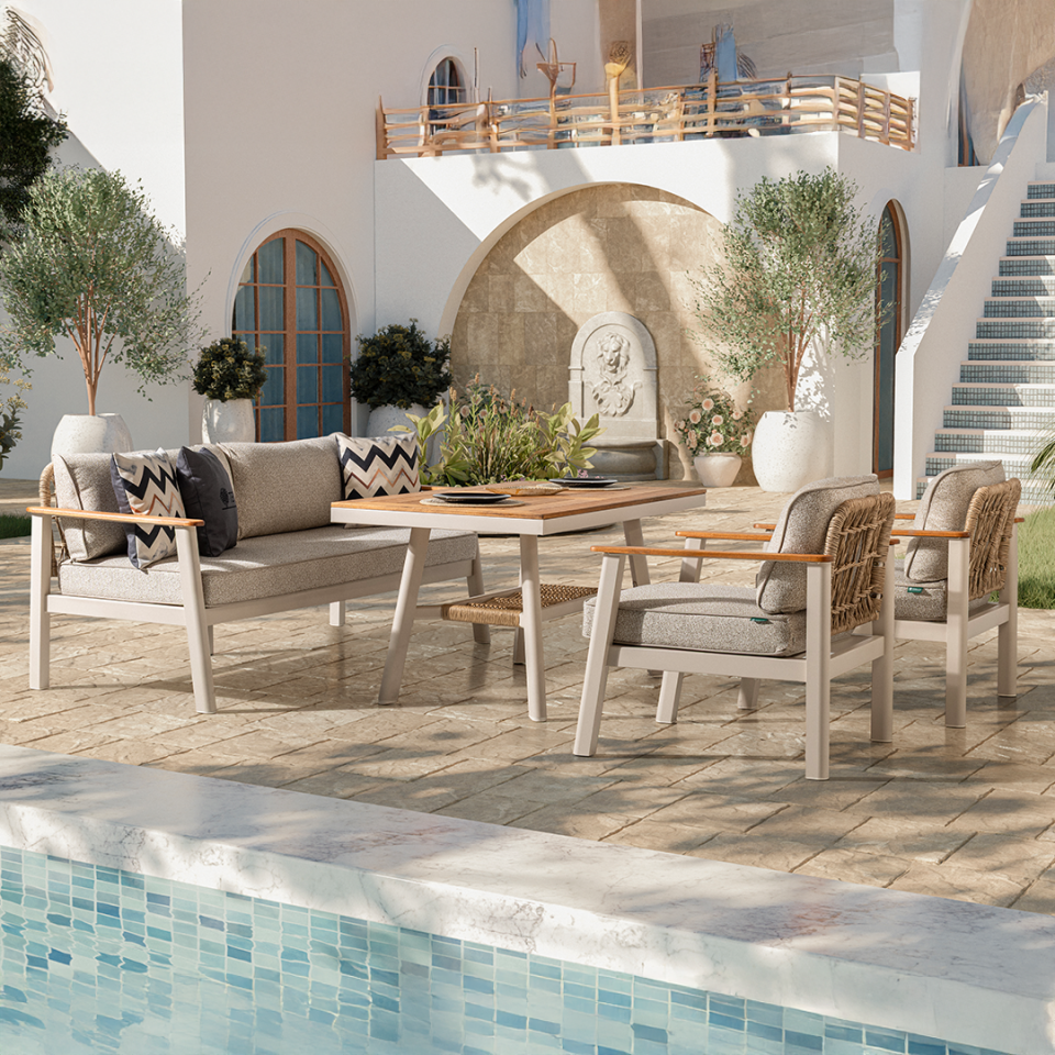 Ecolux ONYX 3-1-1 Alüminyum Bahçe Balkon Oturma Grubu