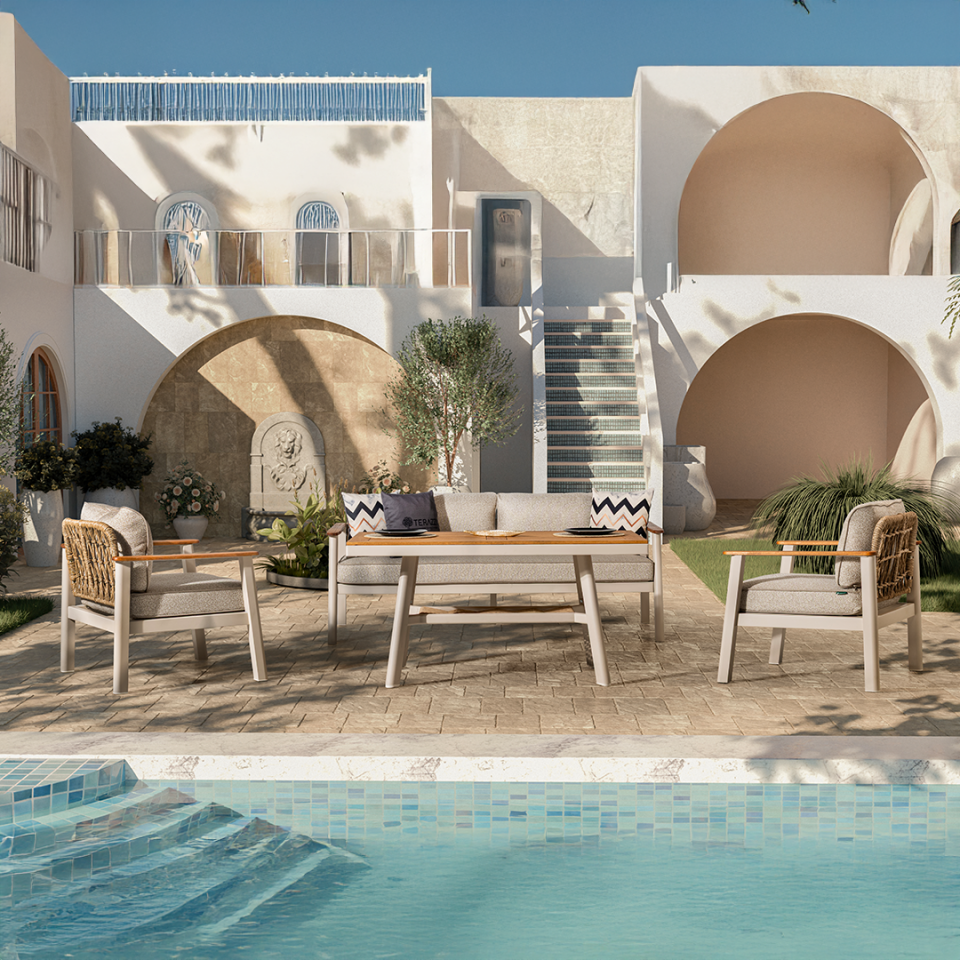 Ecolux ONYX 3-1-1 Alüminyum Bahçe Balkon Oturma Grubu