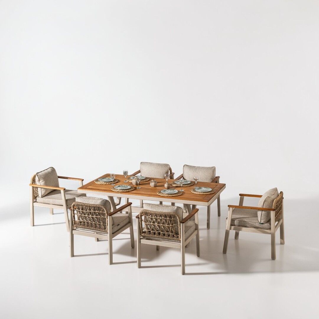 Ecolux ONYX 6KişiIik İroko Bahçe ve Balkon Masa Takımı