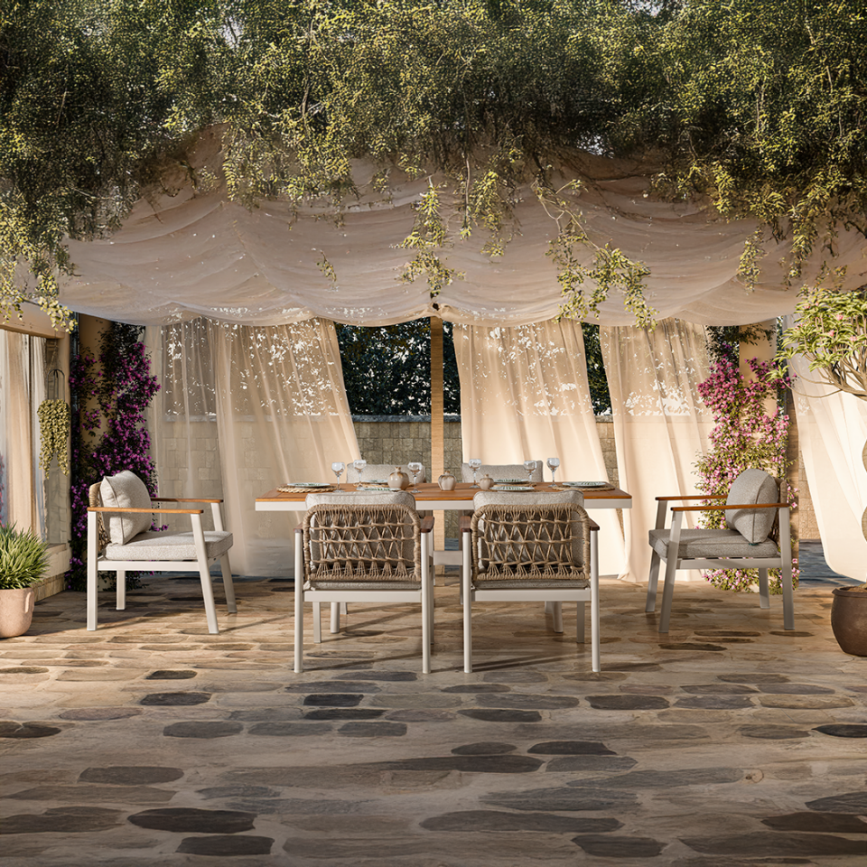 Ecolux ONYX 6KişiIik İroko Bahçe ve Balkon Masa Takımı