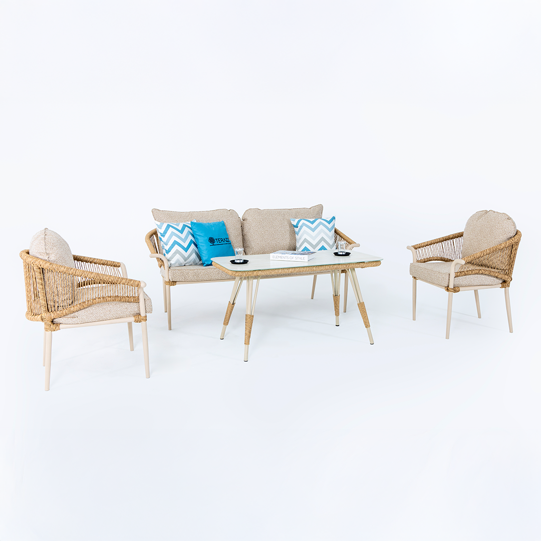 Ecolux AQUA MIDI 3-1-1 Alüminyum Bahçe Balkon Oturma Grubu