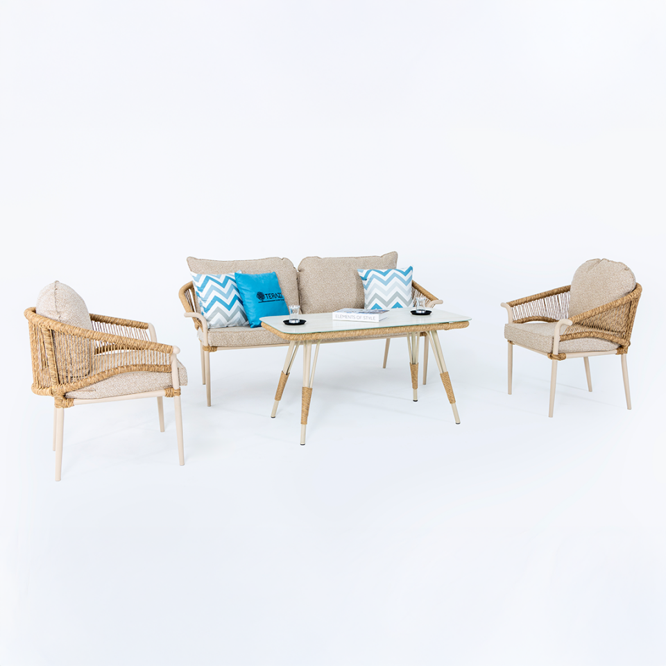 Ecolux AQUA MIDI 3-1-1 Alüminyum Bahçe Balkon Oturma Grubu