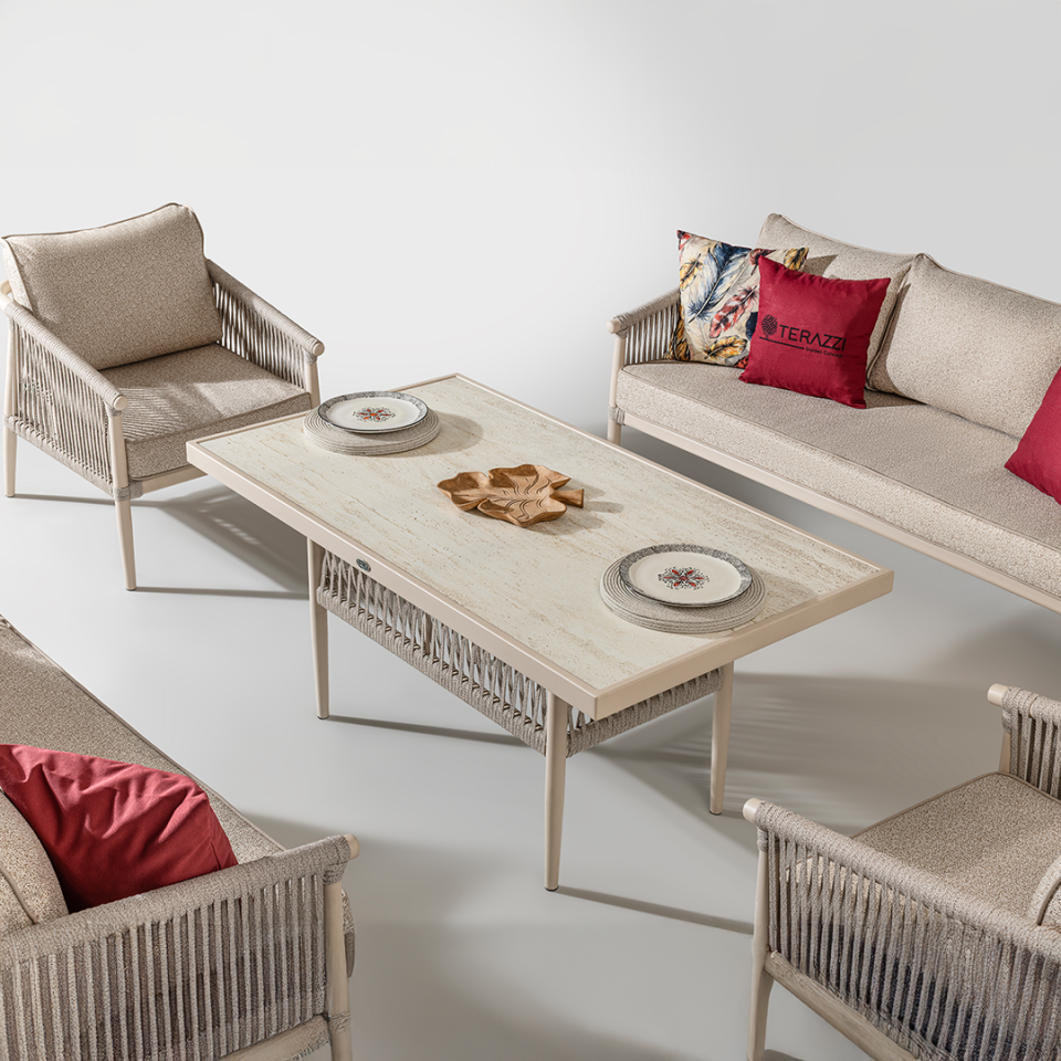 Ecolux CALİSTO Alüminyum 3-2-1-1 Bahçe Balkon Oturma Grubu