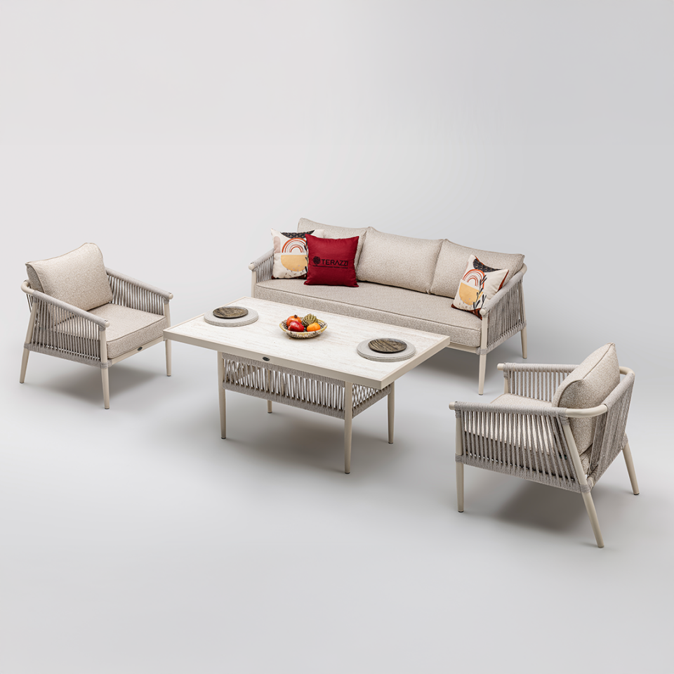 Ecolux CALİSTO Alüminyum 3-1-1 Bahçe Balkon Oturma Grubu