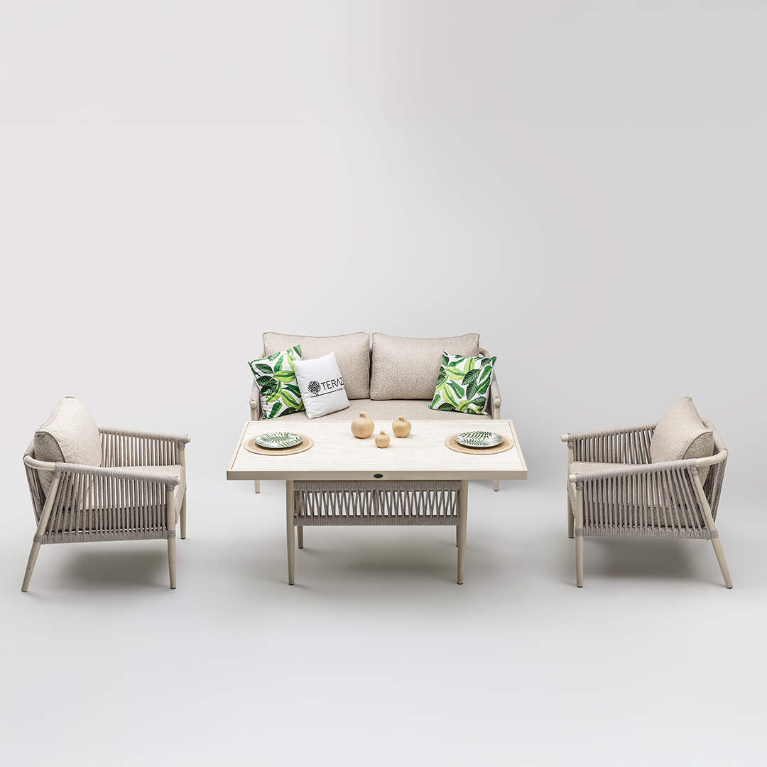 Ecolux CALİSTO Alüminyum 2-1-1 Bahçe Balkon Oturma Grubu