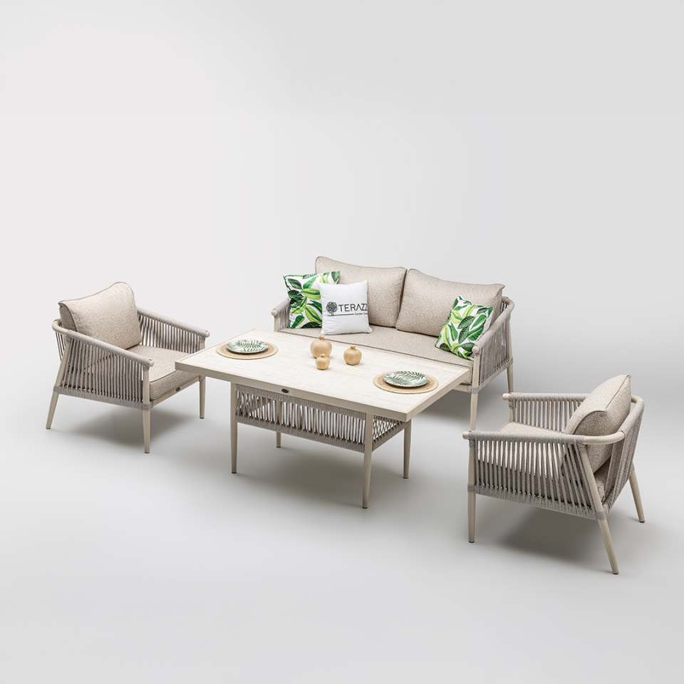 Ecolux CALİSTO Alüminyum 2-1-1 Bahçe Balkon Oturma Grubu