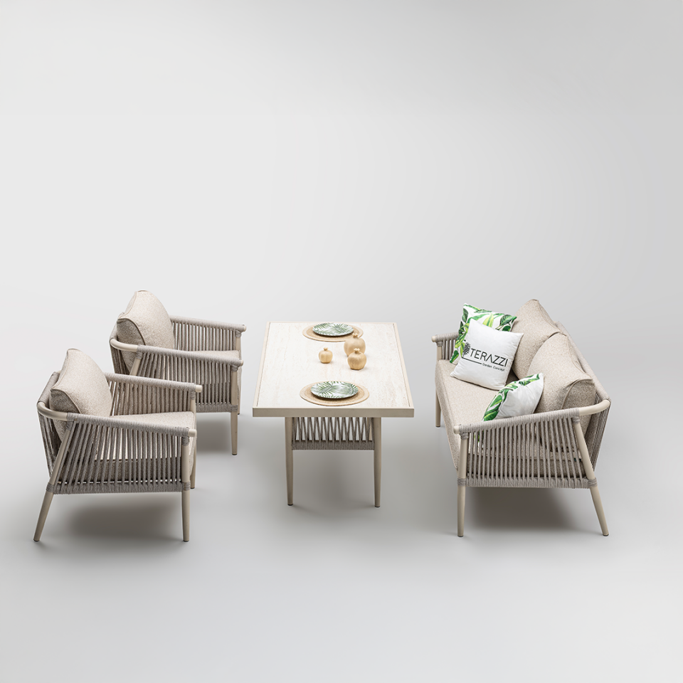 Ecolux CALİSTO Alüminyum 2-1-1 Bahçe Balkon Oturma Grubu