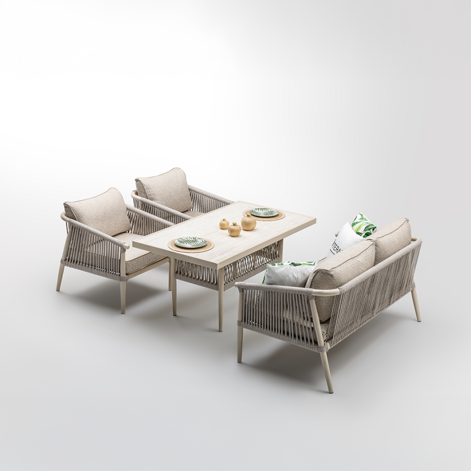 Ecolux CALİSTO Alüminyum 2-1-1 Bahçe Balkon Oturma Grubu