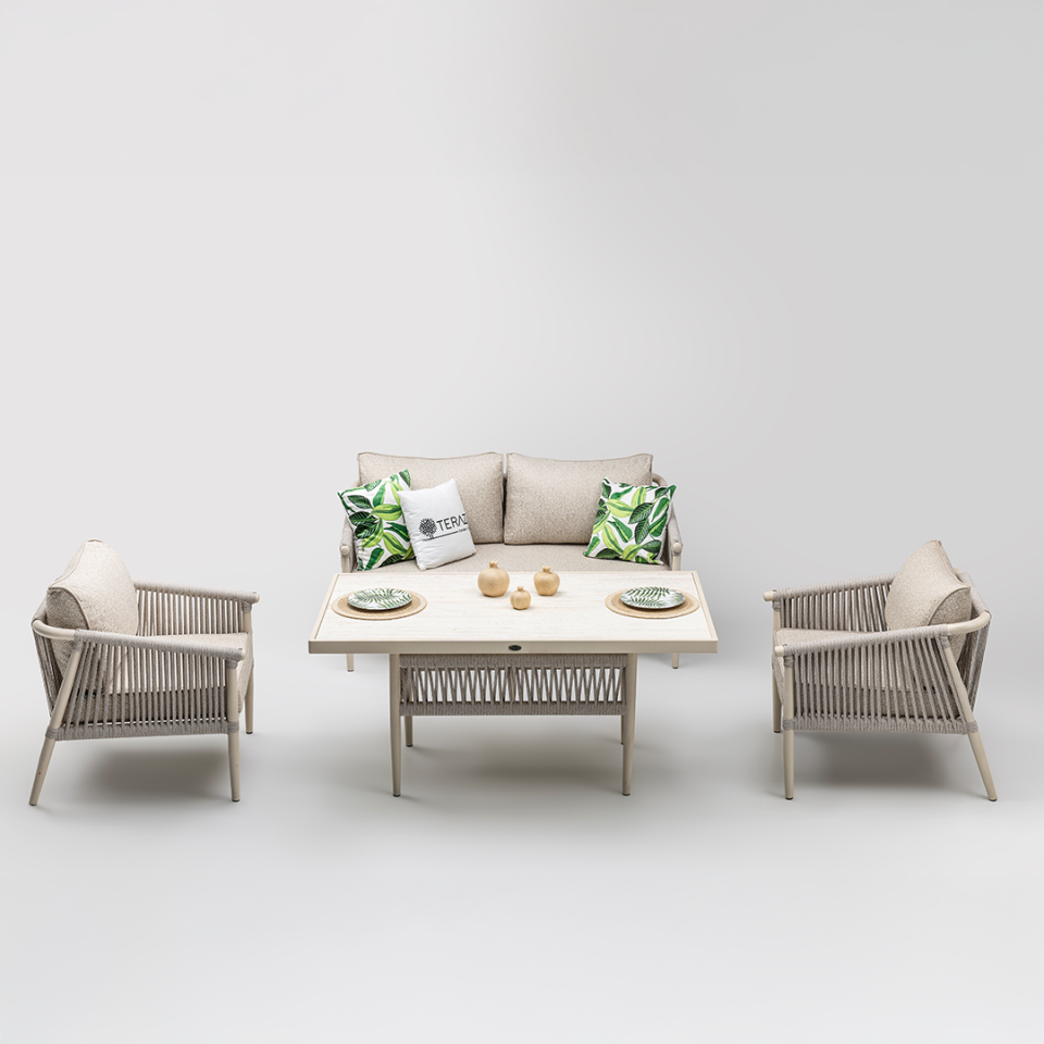 Ecolux CALİSTO Alüminyum 2-1-1 Bahçe Balkon Oturma Grubu