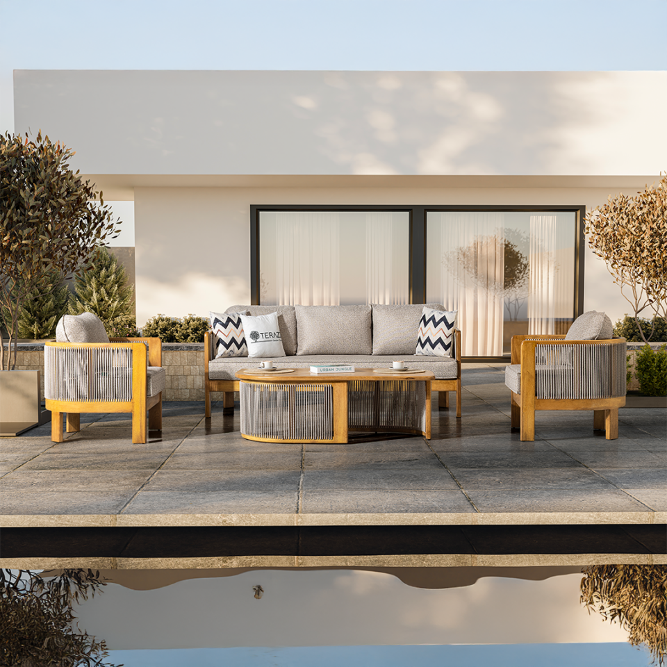 Ecolux ARES 3-1-1 Ireko Wood Bahçe Balkon Oturma Grubu