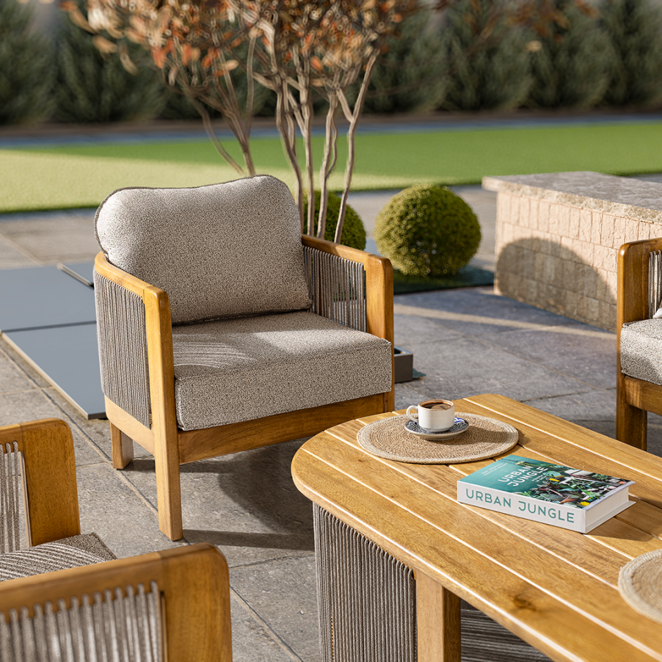 Ecolux ARES 3-1-1 Ireko Wood Bahçe Balkon Oturma Grubu
