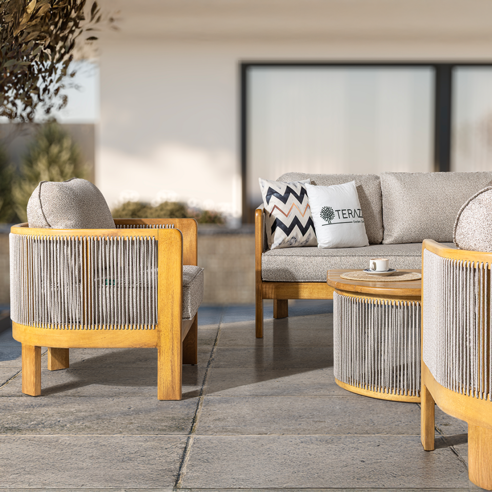 Ecolux ARES 3-1-1 Ireko Wood Bahçe Balkon Oturma Grubu