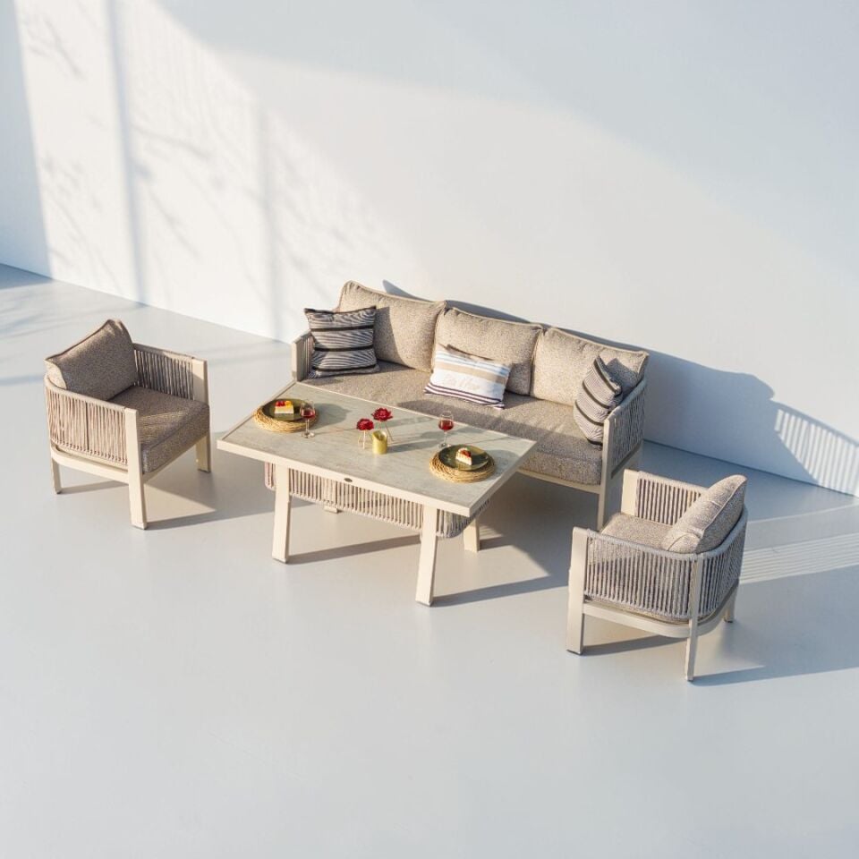 Ecolux MARİNA 3-1-1 Alüminyum Bahçe Balkon Oturma Grubu