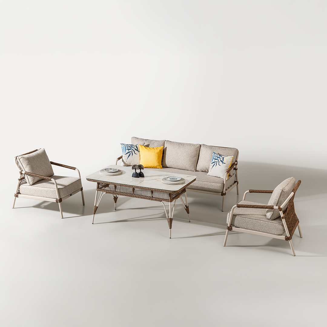 Ecolux BELİNDA 3-1-1 Alüminyum Bahçe Balkon Oturma Grubu