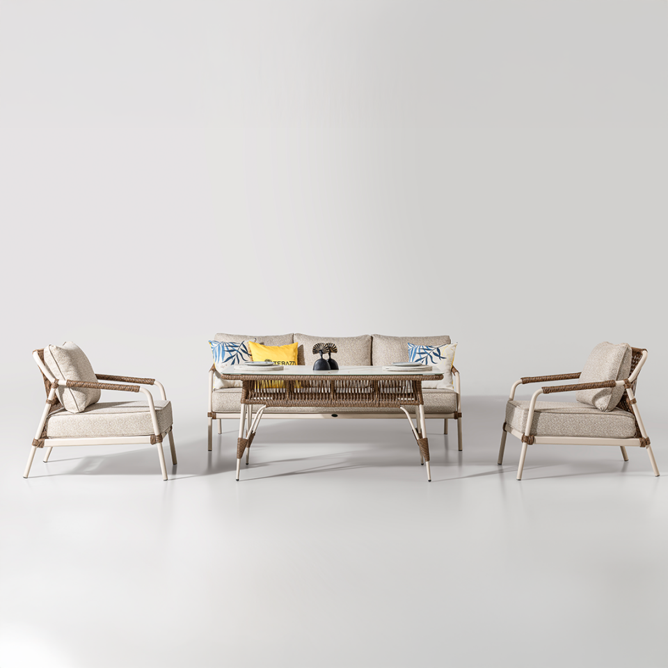 Ecolux BELİNDA 3-1-1 Alüminyum Bahçe Balkon Oturma Grubu