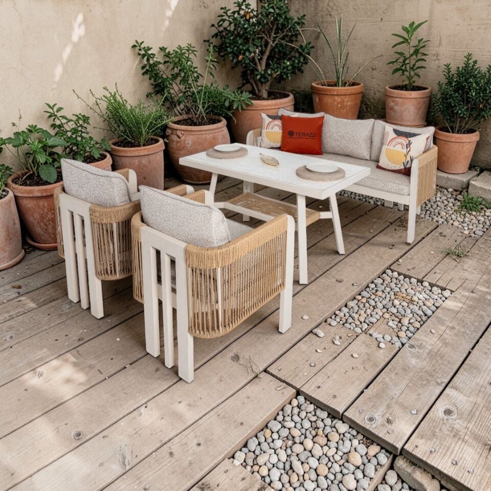 Ecolux ATLAS Midi 3-1-1 Alüminyum Bahçe Balkon Oturma Grubu