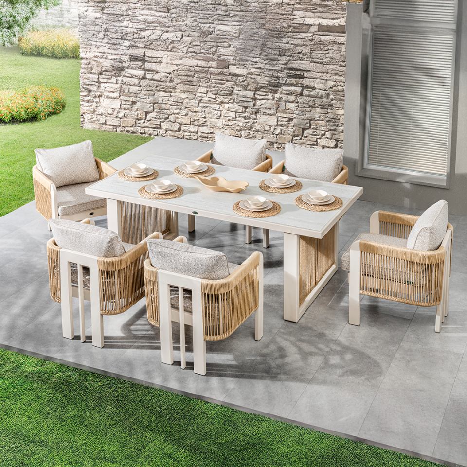 Ecolux ATLAS  Alüminyum 6 Kişilik Bahçe Balkon Masa Takımı