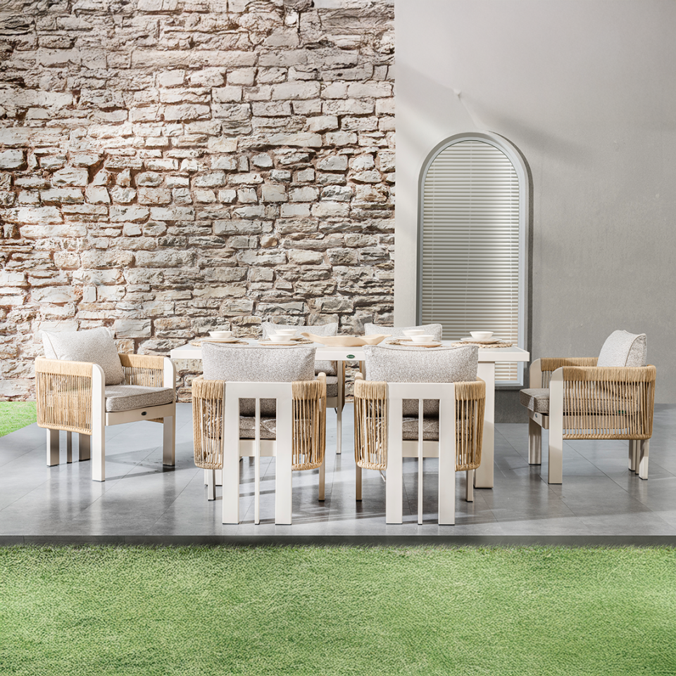 Ecolux ATLAS  Alüminyum 6 Kişilik Bahçe Balkon Masa Takımı