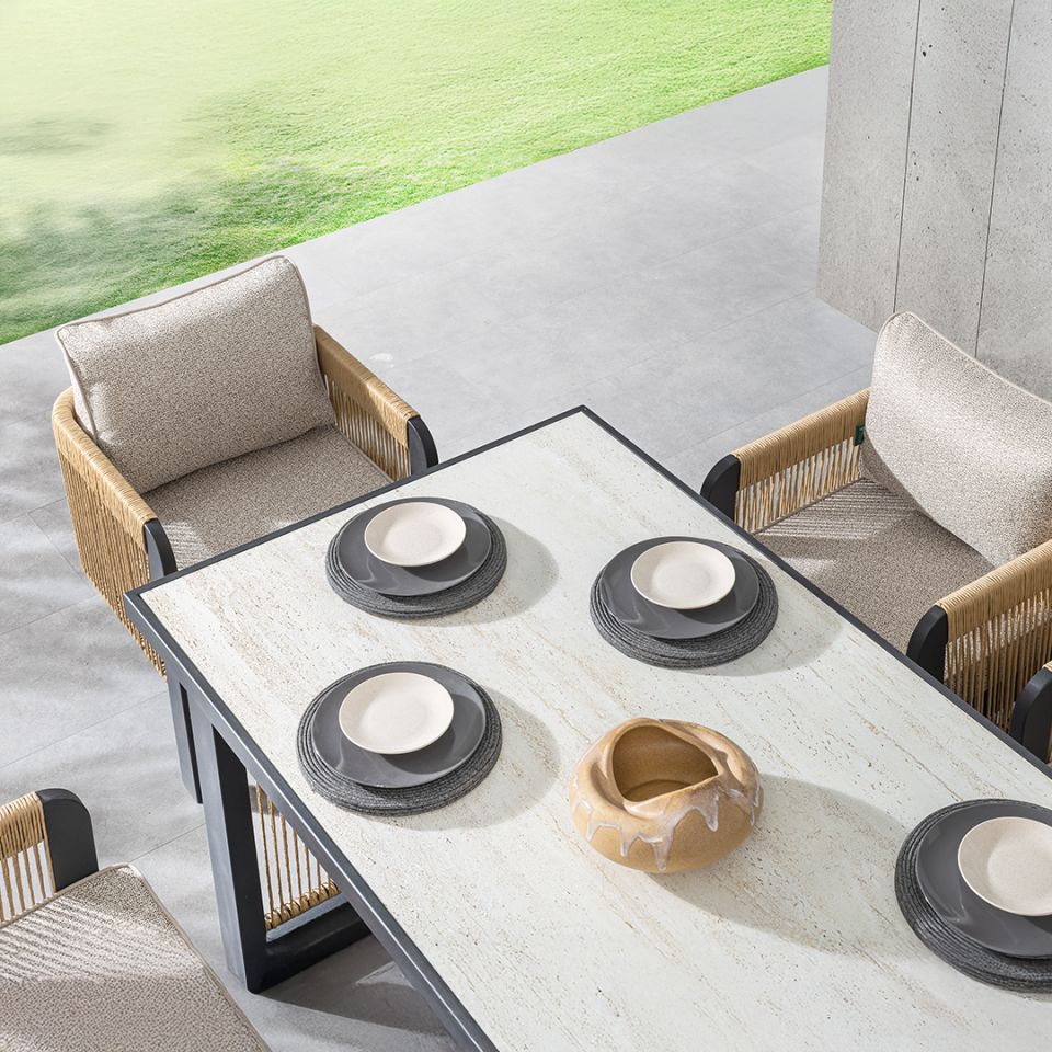 Ecolux ATLAS  Alüminyum 6 Kişilik Bahçe Balkon Masa Takımı