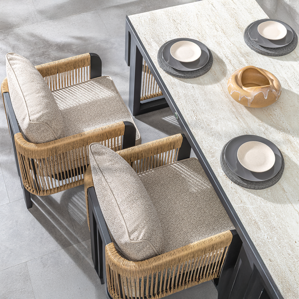 Ecolux ATLAS  Alüminyum 6 Kişilik Bahçe Balkon Masa Takımı