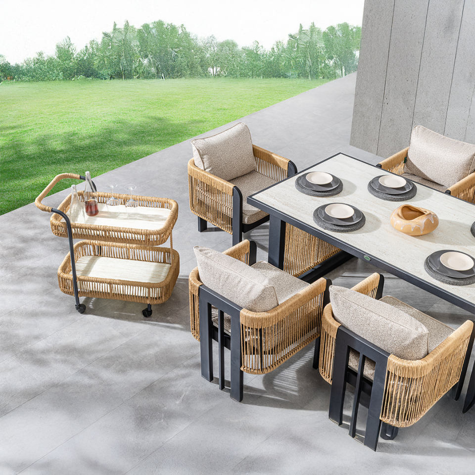 Ecolux ATLAS  Alüminyum 6 Kişilik Bahçe Balkon Masa Takımı