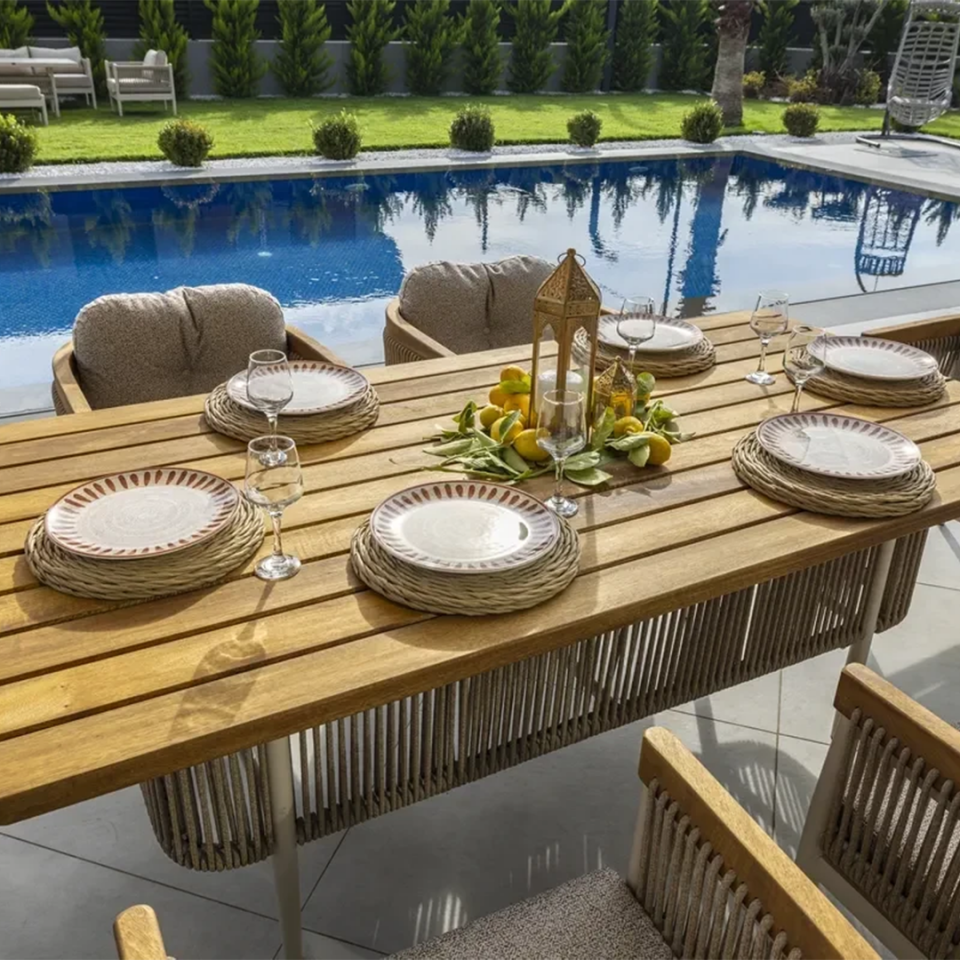 Ecolux MİNERVA Alüminyum Bahçe Balkon Yemek Takımı 6 Kişilik