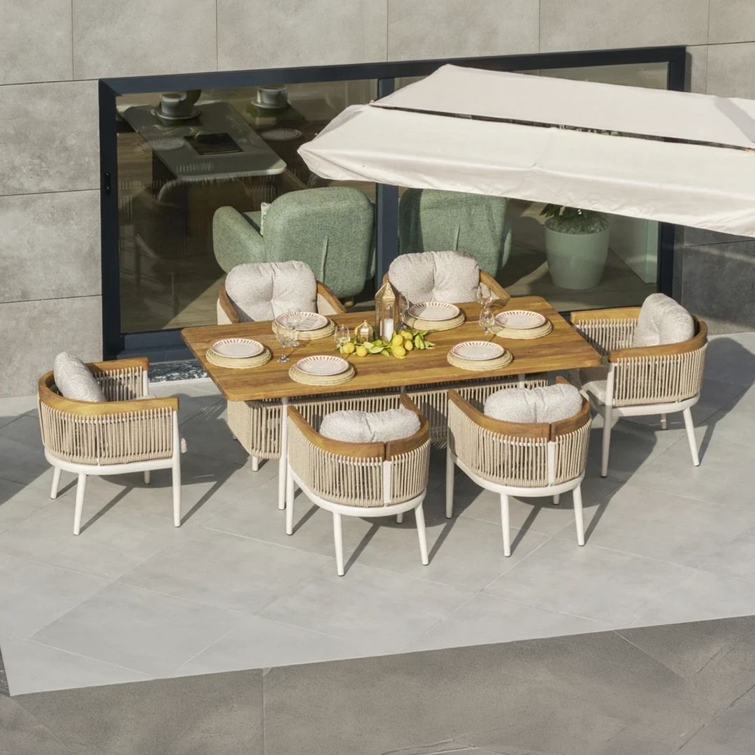 Ecolux MİNERVA Alüminyum Bahçe Balkon Yemek Takımı 6 Kişilik