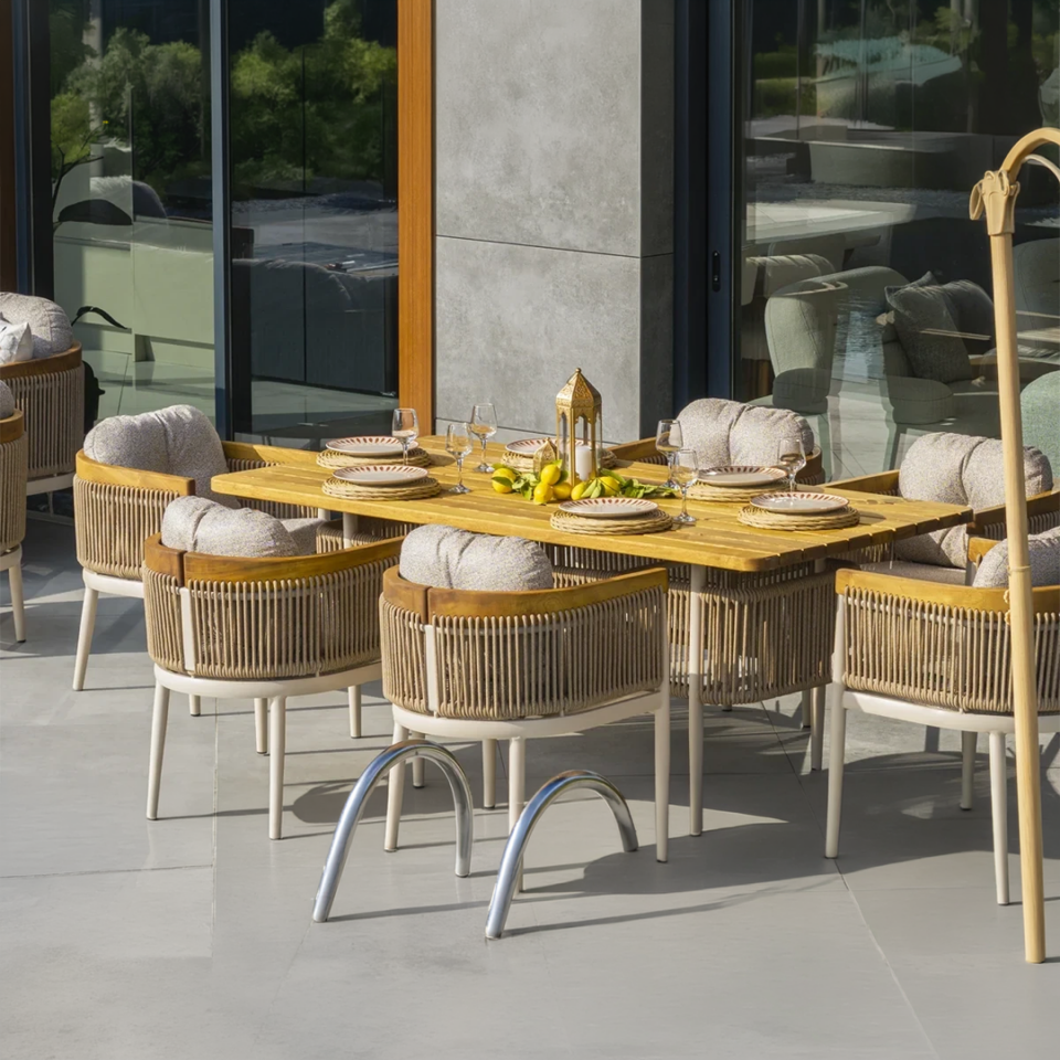 Ecolux MİNERVA Alüminyum Bahçe Balkon Yemek Takımı 6 Kişilik