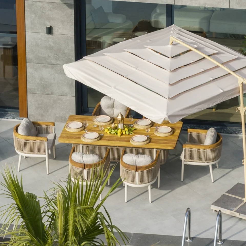 Ecolux MİNERVA Alüminyum Bahçe Balkon Yemek Takımı 6 Kişilik