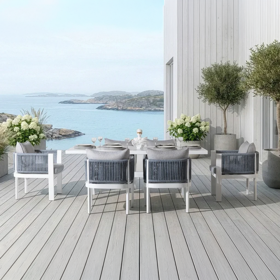 Ecolux MARİNA Alüminyum Bahçe Balkon Yemek Takımı 6 Kişilik