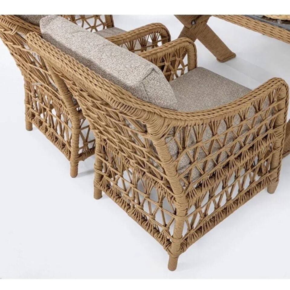 Ecolux Dora 6 Kişilik Rattan Bahçe Balkon Masa Takımı