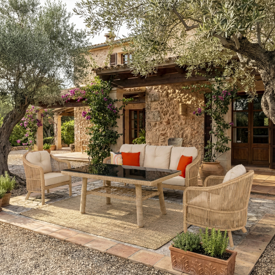 Ecolux LUCCA Bahçe Balkon Rattan Oturma Grubu