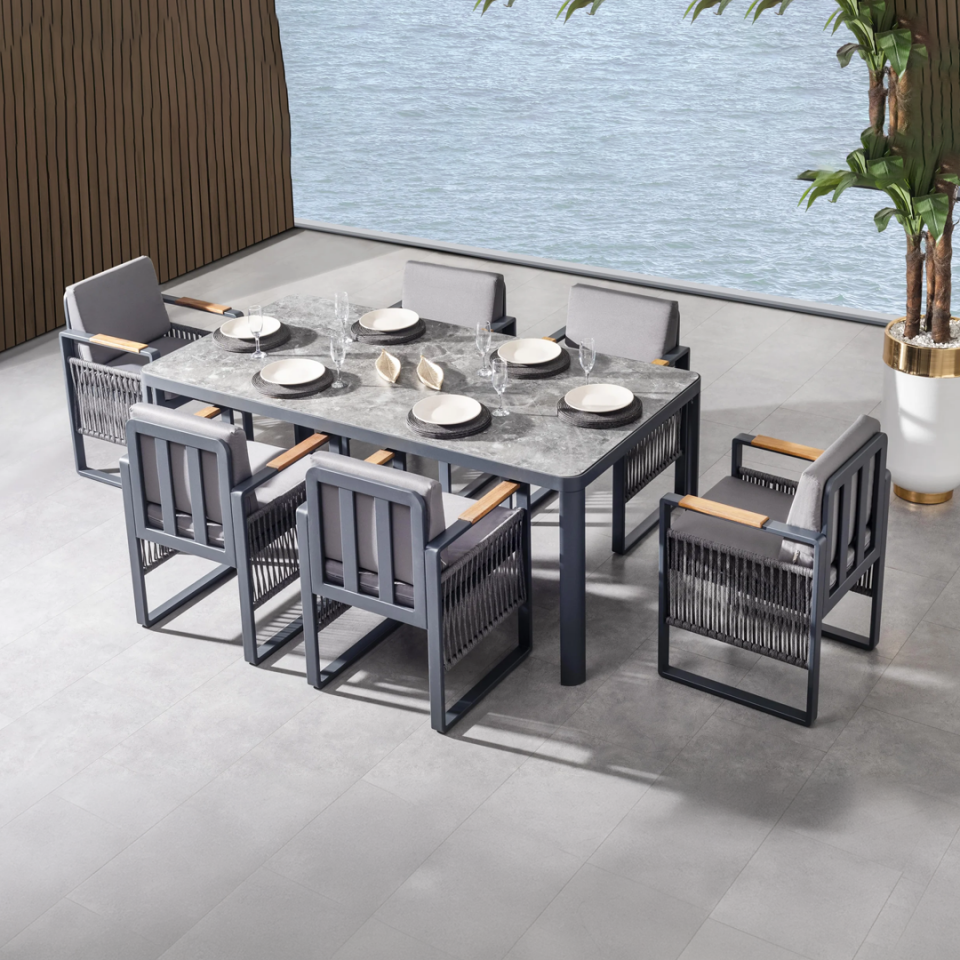 Ecolux ARGOS Alüminyum Bahçe Balkon Yemek Takımı 6 Kişilik