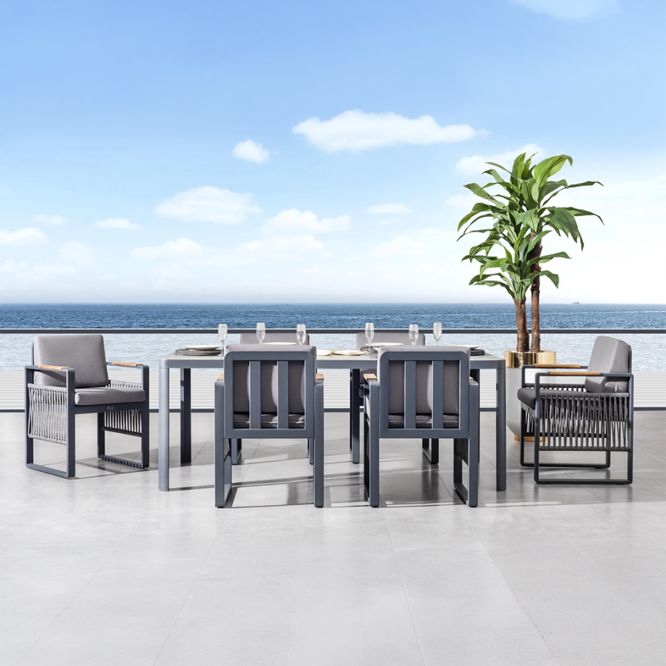 Ecolux ARGOS Alüminyum Bahçe Balkon Yemek Takımı 6 Kişilik